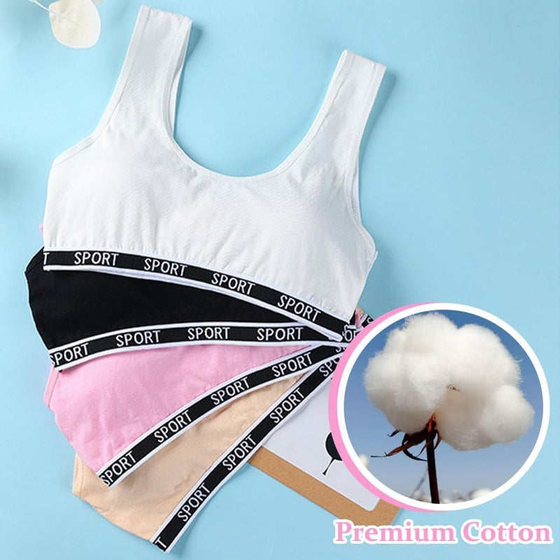 ABTRAV Girls Sports Bras Cotton Training Underwear with Removable Pads Teenage Crop Vest for 8-15 Years - Image 4